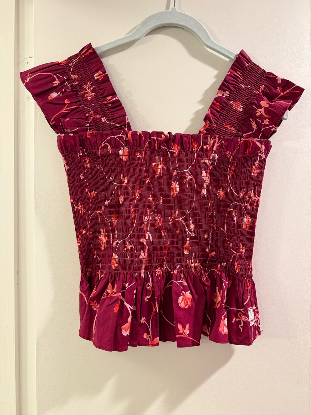 Hill House Paz Top - Burgundy Botanical Poplin - Burgundy Botanical Poplin